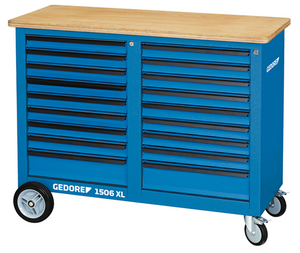 Gedore 2528096 Mobile workbench, 1.25 m wide, with 18 drawers 1506 XL 2810