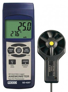 REED Instruments SD-4207 ANEMOMETER/THERMOMETER, ROTATING VANE, DATA LOGGER