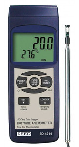 REED Instruments SD-4214 ANEMOMETER/THERMOMETER, HOT WIRE, DATA LOGGER