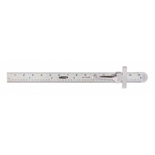 Insize 7119-150 Pocket Rule With Sliding Clip, Range 150Mm/6", Graduation 1Mm, 1/64"