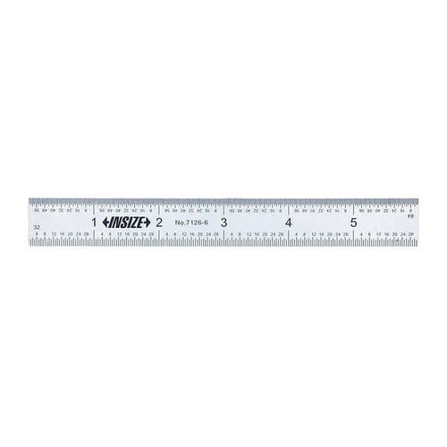 Insize 7126-12 Rigid Rule, 12", 1/64" And 1/32" On Front Face, 1/16" And 1/8" On Back Face