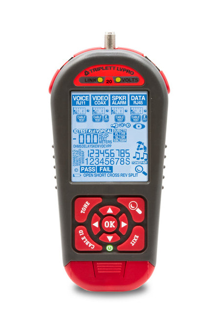 Triplett LVPRO20 Multi-Cable Tester: RJ11, RJ45, COAX - Backlit Display + Test Module Capable