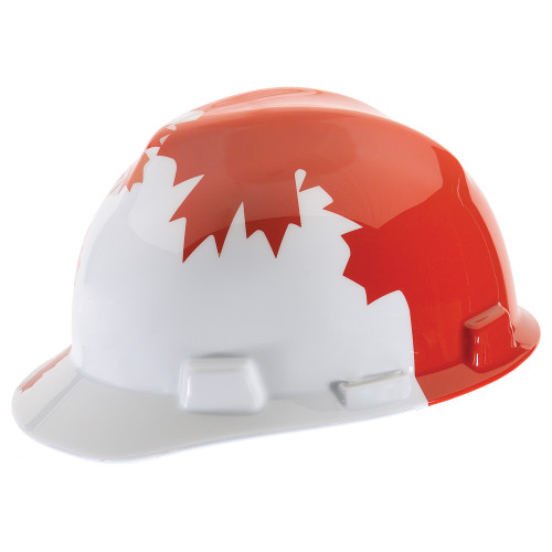 MSA 10050613 Cap, V-Gard, Fas-Trac, Wh/Red Maple Leaf