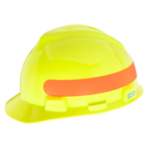 MSA 10102234 Cap,V-Gd,1-Touch,Hi-Viz Yel/Grn,Stripe