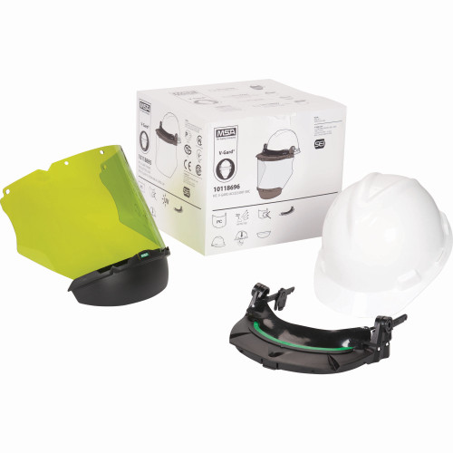 MSA 10118696 V-Gard Kit, Cap, Arc Visor, W/Chin Prot.