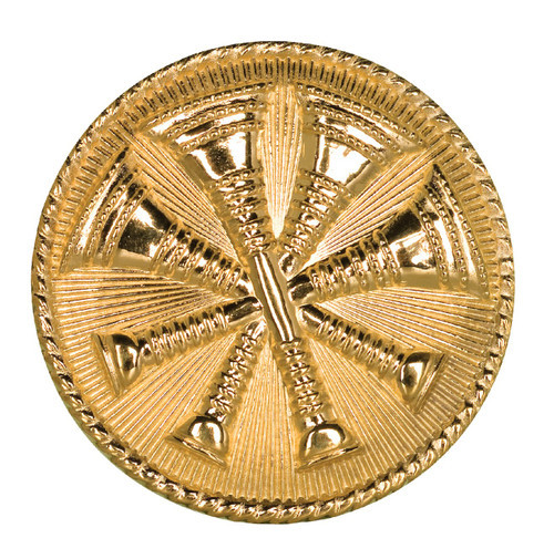 MSA FB14TX Badge,Gold Pltd,Lg,4X Trumpet,1 5/8" Dia
