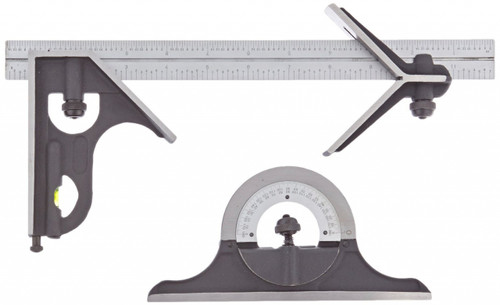 Fowler Square, Protractor and Center Head with 12" Blade 52-370-012-0