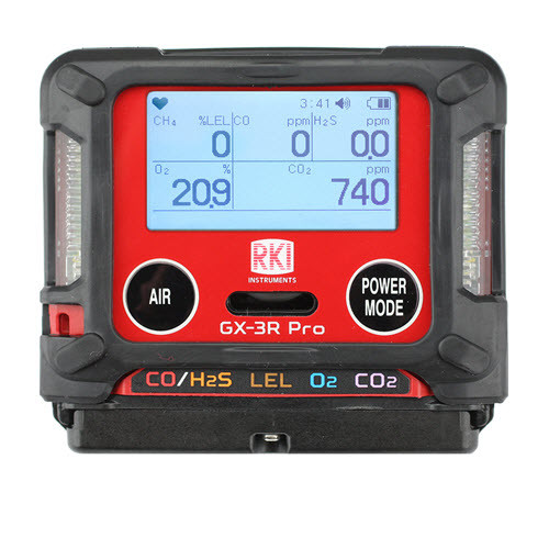 RKI Instruments 72-PAX-C-56 GX-3R Pro, 4 gas, LEL / O2 / combo H2S & CO bundled with 34AL cylinder CH4/O2/H2S/CO