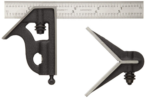 Starrett JM-JZCJ-31P3  11HC-6-4R Cast Iron Square And Center Heads With Regular Blade Combination Square, Black Wrinkle Finish, 4R Graduation, 6" Size