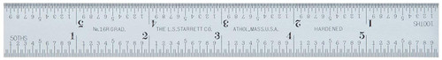 Starrett CB6-16R Combination Square Blade With Inch Graduations, Sets And Bevel Protractors, Satin Chrome Finish, 16R Graduation, 3/4" Width, 5/64" Thickness, 6" Size
