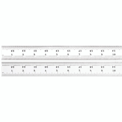 Starrett C607R-24 Spring Tempered Steel Rule With Inch Graduations, 7R Style Graduations, 24" Length, 1-1/4" Width, 3/64" Thickness