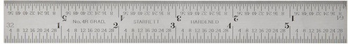 Starrett CB6-4R Combination Square Blade With Inch Graduations, Sets And Bevel Protractors, Satin Chrome Finish, 4R Graduation, 3/4" Width, 5/64" Thickness, 6" Size