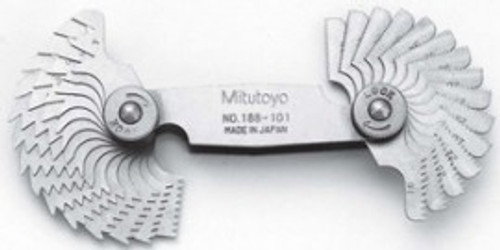 Mitutoyo 188-151 Pitch Gage, Metric and Unified Screw 60?, 0.4-7mmTPI, 51 Leaves