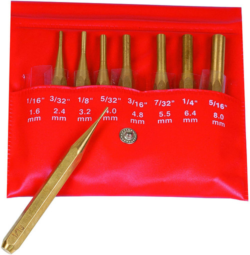 Mitutoyo 985-120 DRIVE PIN PUNCH SET, BRASS 8 PC,