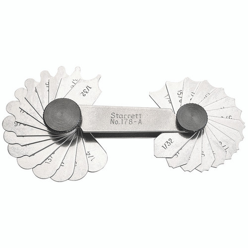 Starrett RADIUS GAGE SET,1/32-1/4", 30 LEAVES