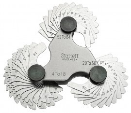 Starrett 472 Screw Pitch Gauge, 4 to 84 TPI, 51 leaves