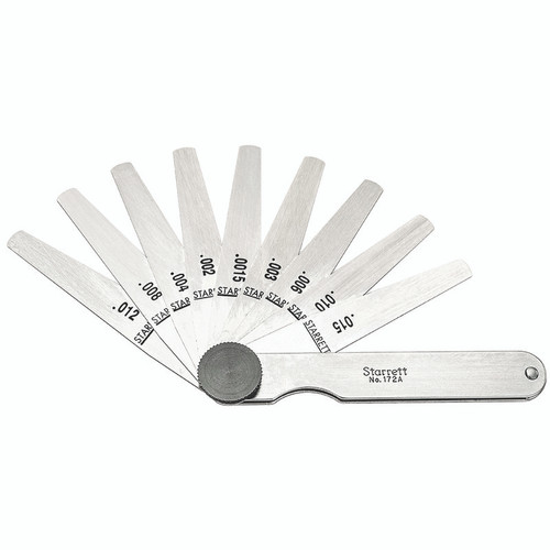 Starrett THICKNESS GAGE, .0015 - .015", 9 TAPERED LEAVES