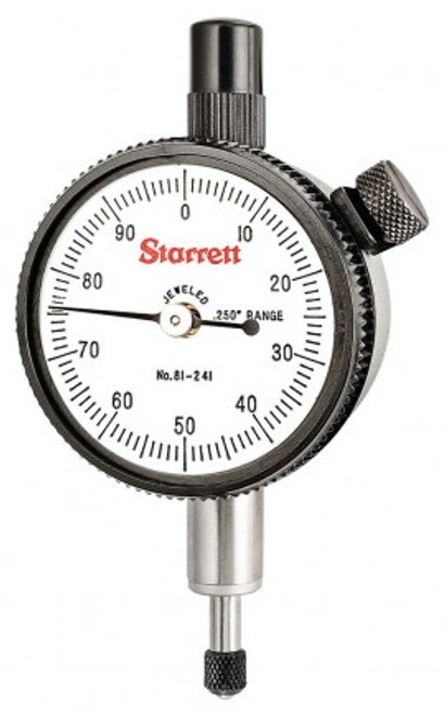 Starrett 81-241J Dial Indicator, 0 to 0.25" range, 0 to 100 dial