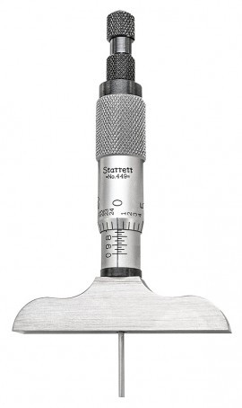 Starrett 449AZ-3R Depth Micrometer with non-rotating blade, 0 to 3", 3 rods