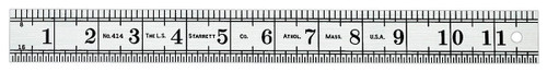 Starrett 414-1 English Pattern Steel General Utility Rule, 12" Length, 1-1/4" Width, 1/16" Thickness