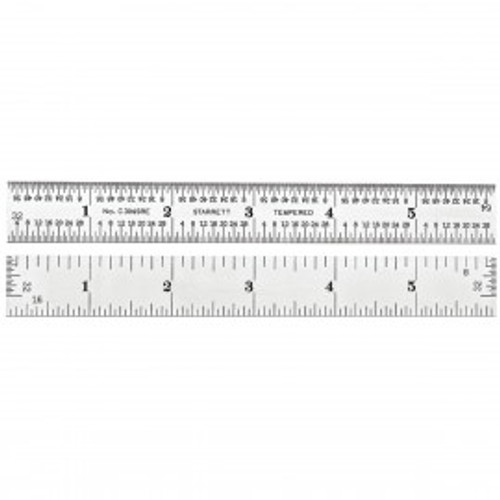 Starrett C304SRE-6 Semi-Flexible Steel Rule with Inch Graduations, 4R Style Graduations, 6" Length, 3/4" Width, 1/50" Thickness