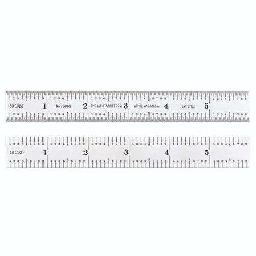 Starrett STEEL RULE, SPRING-TEMPERED, 6", 6R GRADS