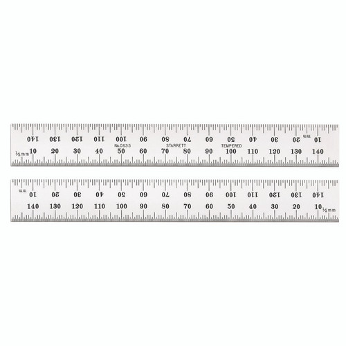 Starrett STEEL RULE, SPRING-TEMPERED, 150mm, #35 GRADS
