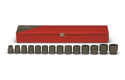 Wright Tool 610  3/4" Drive 14 Piece Metal Boxed Set - 6 Point Standard Impact Sockets, 3/4" - 1-5/8"