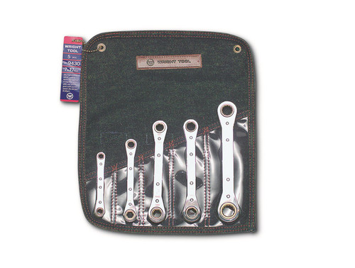 Wright Tool 9430  Ratcheting Box Wrench 5 Pc Set - 12 Point Metric 7mm - 17mm