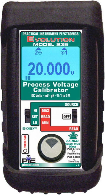 PIE 235  Process Voltage Calibrator. Comes with rubber boot, hands free carrying case, test leads and NIST cert.