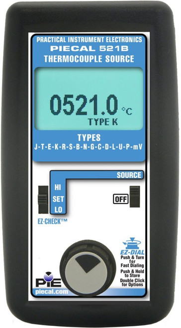 PIE 521B Thermocouple source calibrator- 14 types. Comes with test leadsand NIST cert.