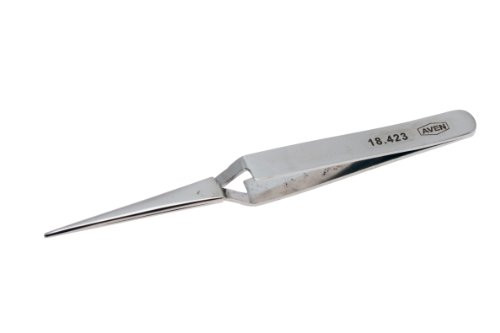 Aven 18423 Straight Narrow Self Locking General Purpose Tweezer, Stainless St... Aven 18423 Straight Narrow Self Locking General Purpose Tweezer, Stainless St...