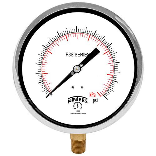 Winters 300 SERIES 6" 0-1500 PSI/KPA 1/2" SS BTM  P3S6108