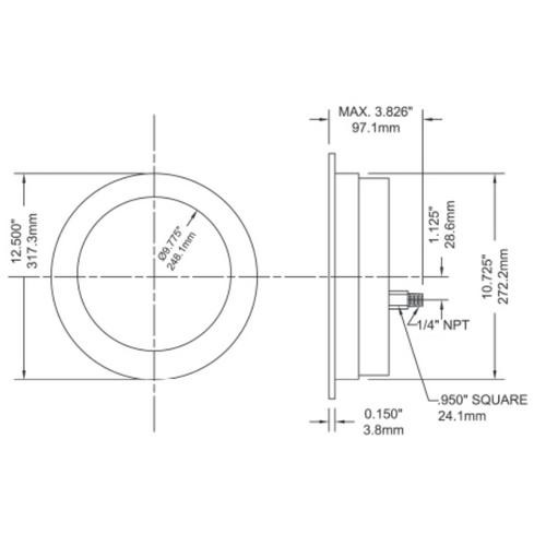 Winters 300 SERIES 10" 0-15 PSI/KPA 1/4" BK  P3S6408B