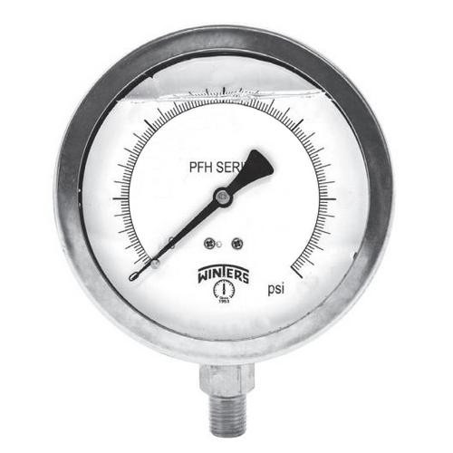 Winters PFH SERIES 4" 0/15 PSI BRASS 1/2" BTM 1.5% ACC  PFH1242R1