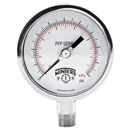 Winters FILLED/SS 4" 0-400 PSI/KPA 1/2" NPT BOTTOM  PFP666