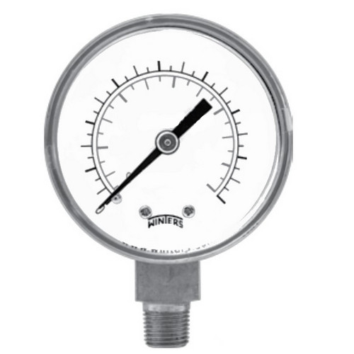 Winters REGULATOR GAUGE 2"x1/8" NPT BOTTOM 0/60 PSI/KPA  PRL010