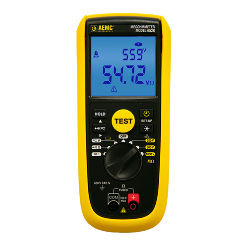 AEMC 6528 (2126.54) Digital Megohmmeter, 250V, 500V, 1000V, 420k-Ohm, V, Continuity, Alarm and Timer