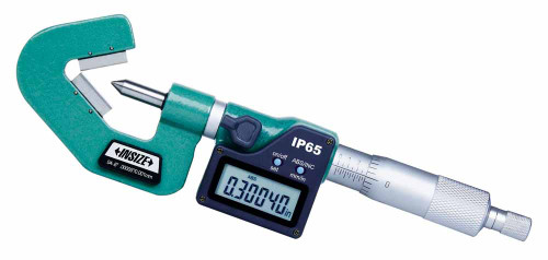 Insize 3590-1055E Electronic V-Anvil Micrometer, 3.4-4.2"/85-105Mm, 5 Flutes