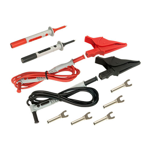 Lead  Utility Test Lead Kit #2 {includes: Set of 2, 5 ft color-coded (Red/Black) Silicone Insulated Safety Leads (ST/RA screw-on banana plug), screw-on Alligator Clips, Pencil Probes and 5 spaded lugs}