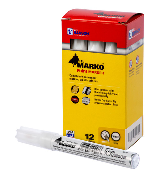 C.H. Hanson 10298 White Paint Marker (12 pack)
