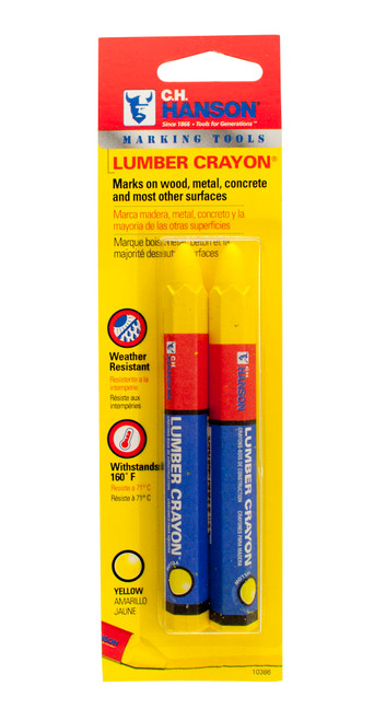 C.H. Hanson 10386 Yellow Lumber Crayon - 2 Count Carded