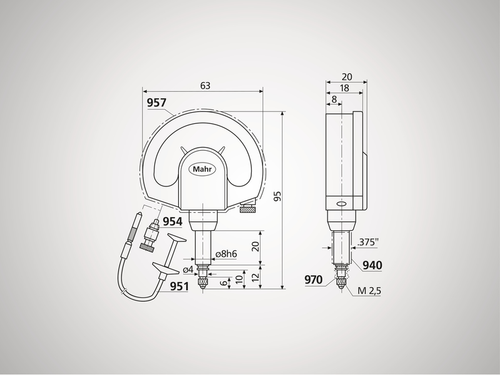Mahr 4334905KAL 1003 ZT Comparator Â±.0020", .00005", IP 54, w. c.