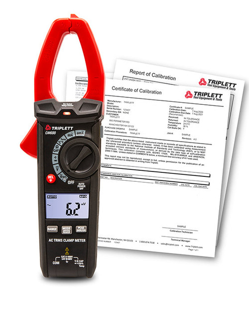 Triplett CM600-NIST 600A AC True RMS Clamp Meter with Certificate of Traceability to N.I.S.T.