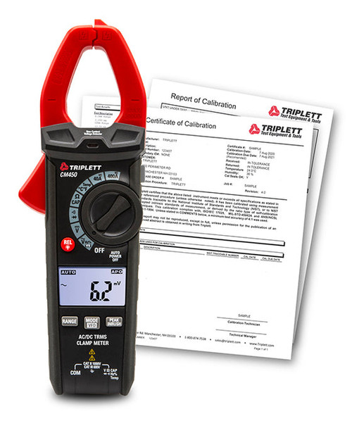 Triplett CM450-NIST 400A AC/DC True RMS Clamp Meter with Certificate of Traceability to N.I.S.T.