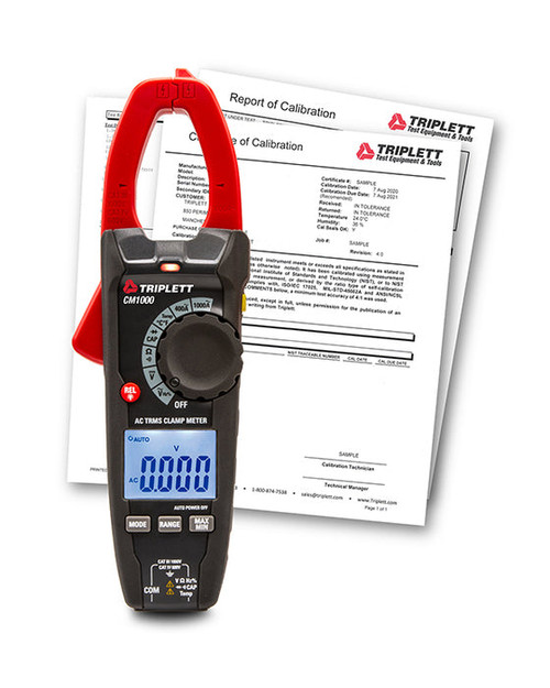 Triplett CM1000-NIST 1000A AC True RMS Clamp Meter with Certificate of Traceability to N.I.S.T.