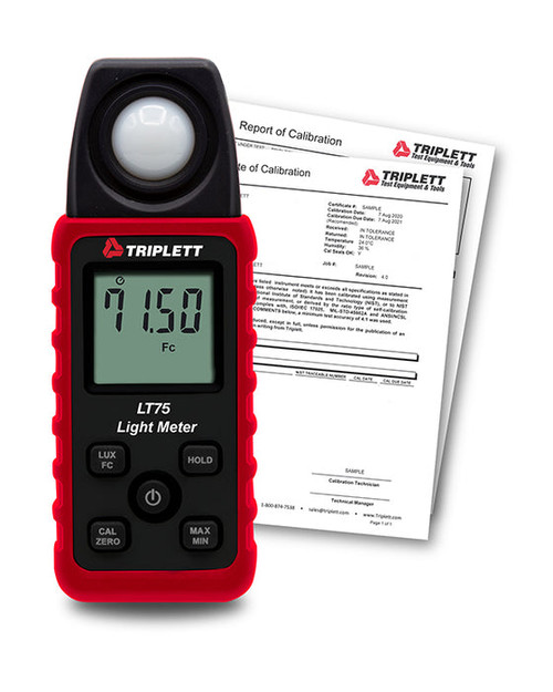 Triplett LT75-NIST Digital Light Meter Lux/Fc with Certificate of Traceability to N.I.S.T.