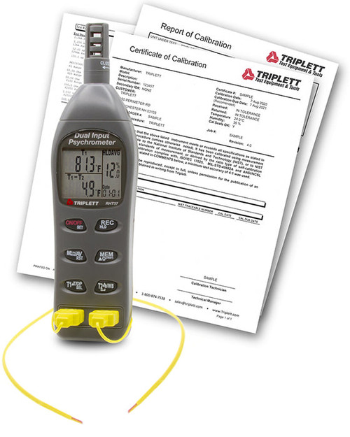 Triplett RHT37-NIST Digital Psychrometer with Type K with Certificate of Traceability to N.I.S.T.