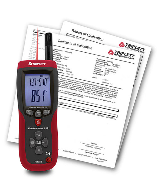 Triplett RHT52-NIST Psychrometer + IR Thermometer with Cert. of Traceability to N.I.S.T.
