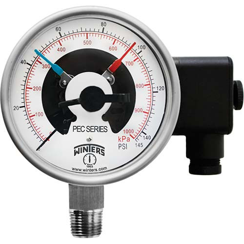 WINTER PEC0230 PEC 4'' SS/SS, 30"/0/30 PSI/KPA, 1/2'' NPT BTM, 2 x SPST CONTACTS